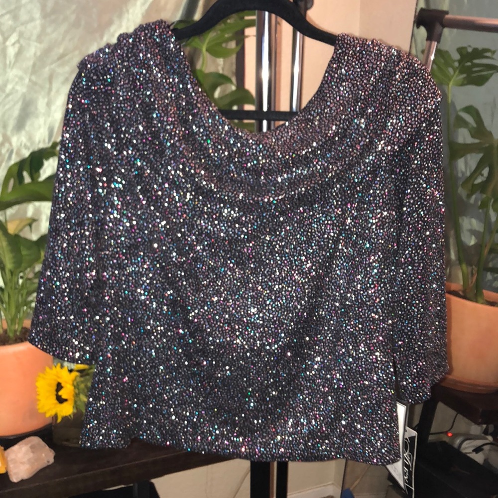 large Alex evenings blouse glittery